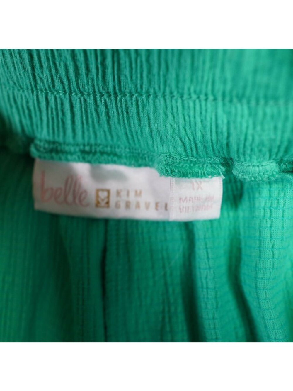 Belle Kim Gravel Wide Leg Pants Womens 1X Green Button Accent Bohemian Casual - Picture 5 of 9